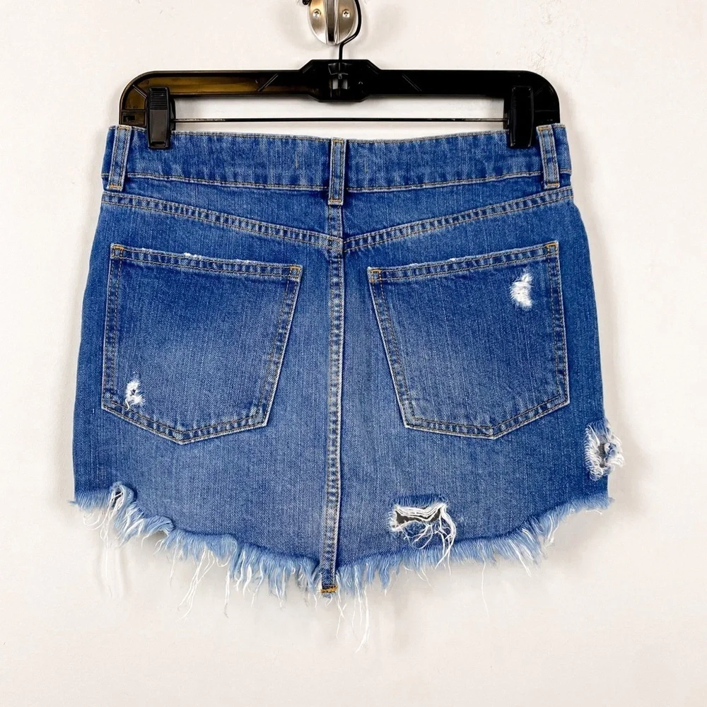 Free People Wild Rose Embroidered Denim Mini Skirt